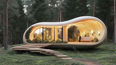Innovative Eco Friendly Architecture Showcases a Harmonious Blend of Biomaterials and Nature in a Lush Forest Setting