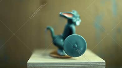 fitness with barbell in hands, toy automaton