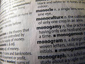 Opened Dictionary - monogamy word
