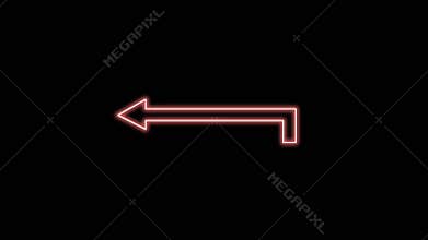 Neon light arrow direction set on black blackgroud. Looping video animation
