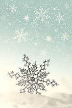 Sparkling snowflake in the snow