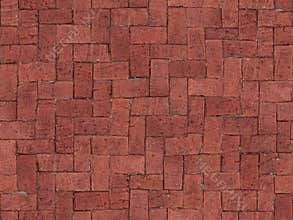 Seamlessly tiling red brick floor texture.