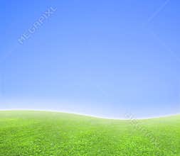 Simple curved blue and green horizon background