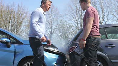 Two Drivers Arguing After Traffic Accident