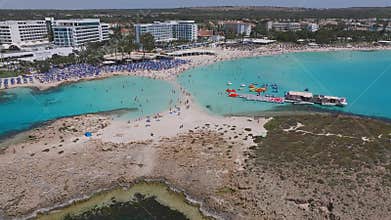 Aerial View of Ayia Napa Coastline with Resorts and Turquoise Waters