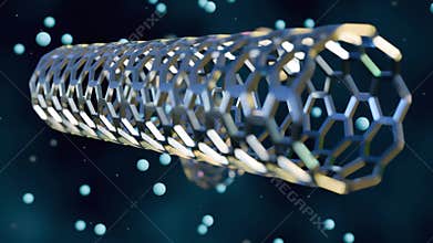 A floating carbon nanotubes and scattered particles.