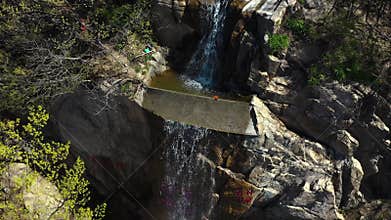 Aerial video of Huaguoshan Water Curtain Cave, a 5A scenic area in Lianyungang
