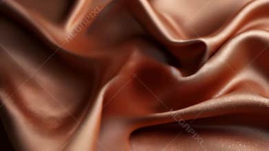 Brown satin fabric flowing and waving in the wind