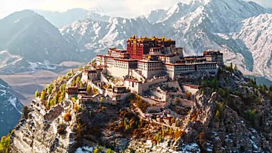Potala Palace Lhasa Tibet Snow Mountain Scenery