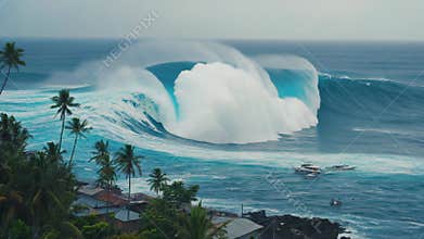 Massive Ocean Wave Crashing