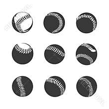 Nine Black and White Baseball Balls Seamless Pattern
