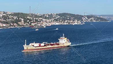 Tanker ship passing from Bosphorus Straits