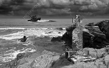 Fishing boat and cross