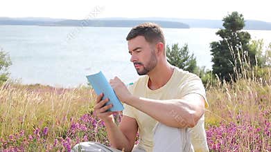 Author writing around inspiring nature