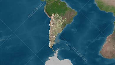 Argentina map - extract. Regions. Satellite.