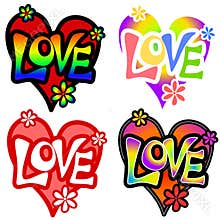 Various Retro Love Valentine Hearts 2