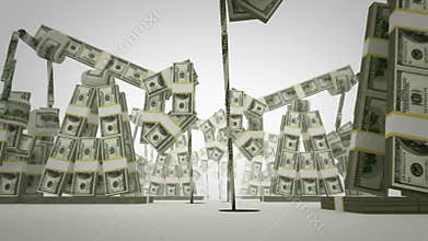 Oil derricks made of money