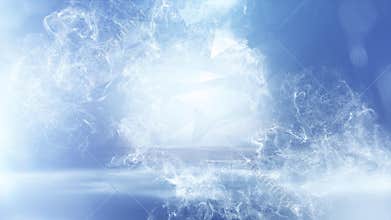 Particle Explosion On Gradient Blue Technological Background