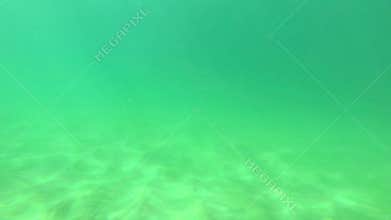 Underwater view of the sandy bottom in front of the beach