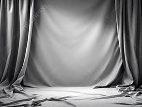 Elegant grey fabric backdrop empty stage studio light curtain background design