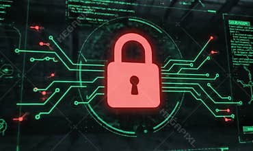 Cybersecurity Padlock Digital Data Protection Hacking Concept Animation