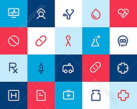 Medical and healthcare icons. Flat