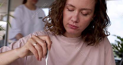 Woman enjoying a healthy salad in a restaurant