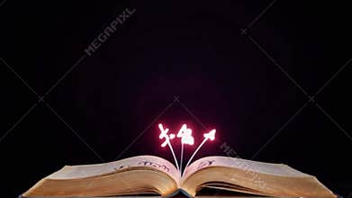 Magical Scene of Words and Illustrations Animating from a Storybook