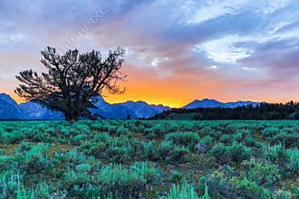 Sunset on Grand Tetons