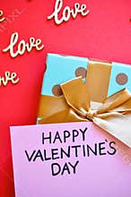 gift box with happy valentines day card