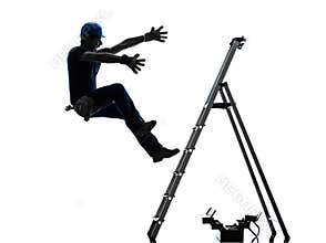 Manual worker man falling from ladder silhouette