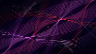 Seamless VJ loop animation with abstract digital forms made of detailed dots on a dark background