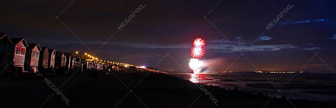 Firework display reflections