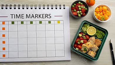 Time Markers Highlighted vertical time markers at specific intervals providing reference points for when each meal was
