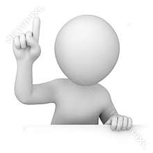 Attention! 3d human points finger up