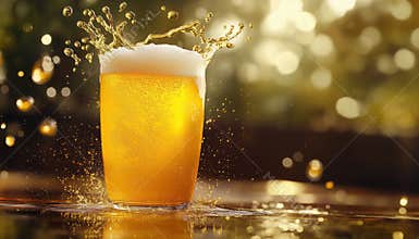 Yellow Liquid Splashes Of Beer