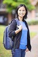 Asian student girl on campus
