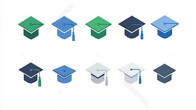 Young people wear gown, cap happy on graduation ceremony day. Graduation gown white background, graduation tassel diploma degree
