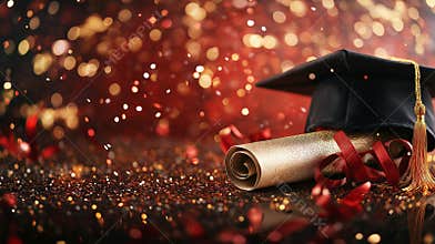 Young people wear gown, cap happy on graduation ceremony day. Graduation gown white background, graduation tassel diploma degree