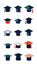 Young people wear gown, cap happy on graduation ceremony day. Graduation gown white background, graduation tassel diploma degree