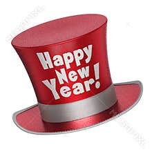 3D render of a red Happy New Year top hat
