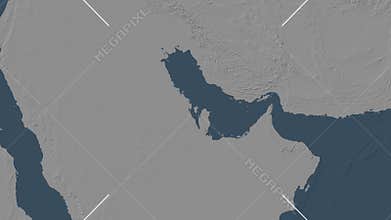 Bahrain Island in the Persian Gulf. Steel Blue map. Slide