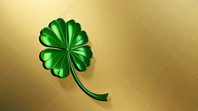 Mesmerizing 3d rotating shamrock leaf on glittering gold background - celtic symbol for saint patrick's day animation