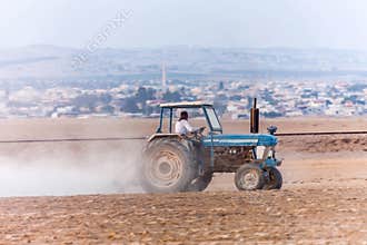 Tractor working in agriculture