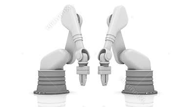 Industrial robotic arms building brand word