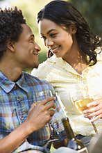 Couple having wine.