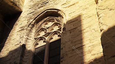 Window in the walls of the Palais des Papes in Avignon, France