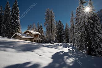 Winter scenery. Madonna di Campiglio, Trentino, Italy