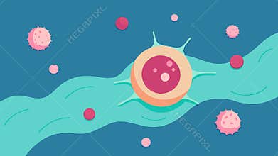 Cell Regeneration A closeup of skin cells regenerating rapidly with exosomes depicted as catalysts speeding up the