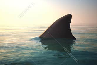 Shark fin above ocean water